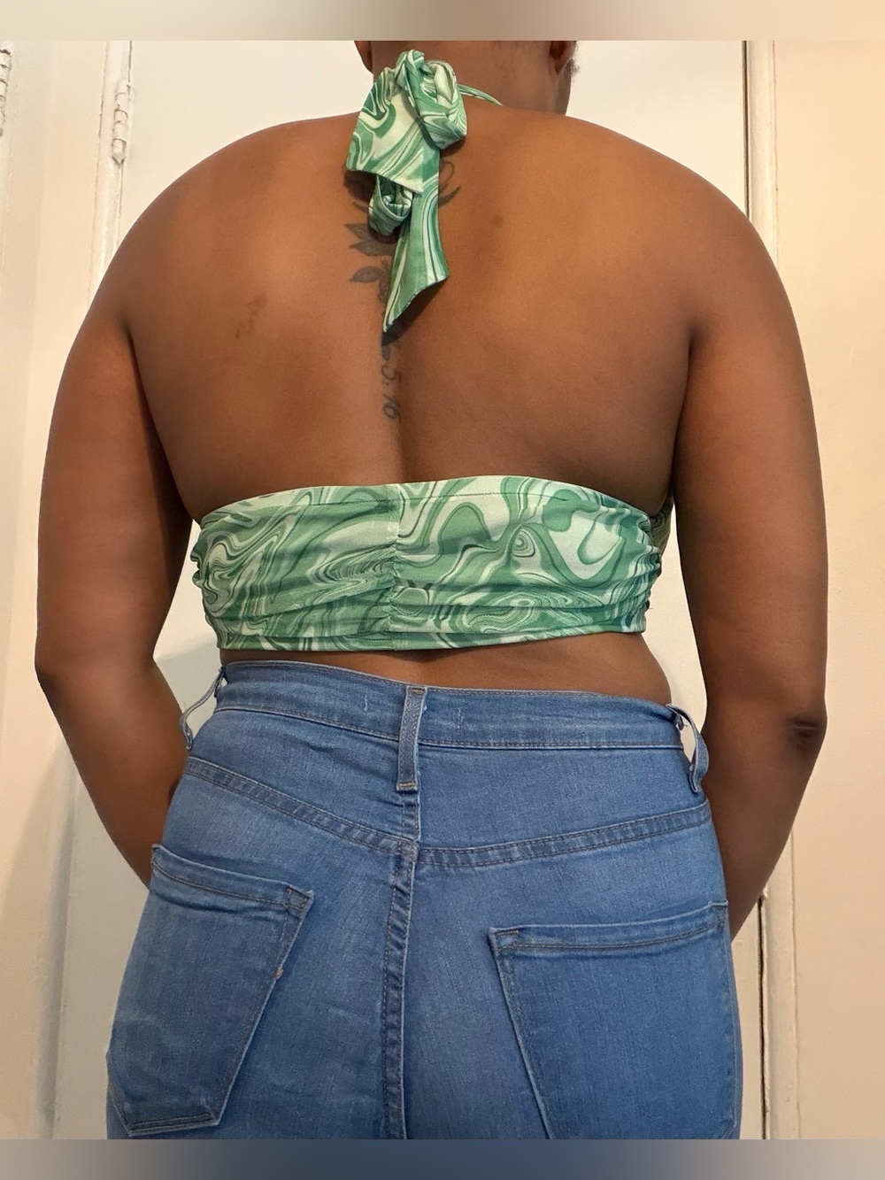 π Fashion Nova Green Marble Halter Crop Top π - Picture 5 of 8